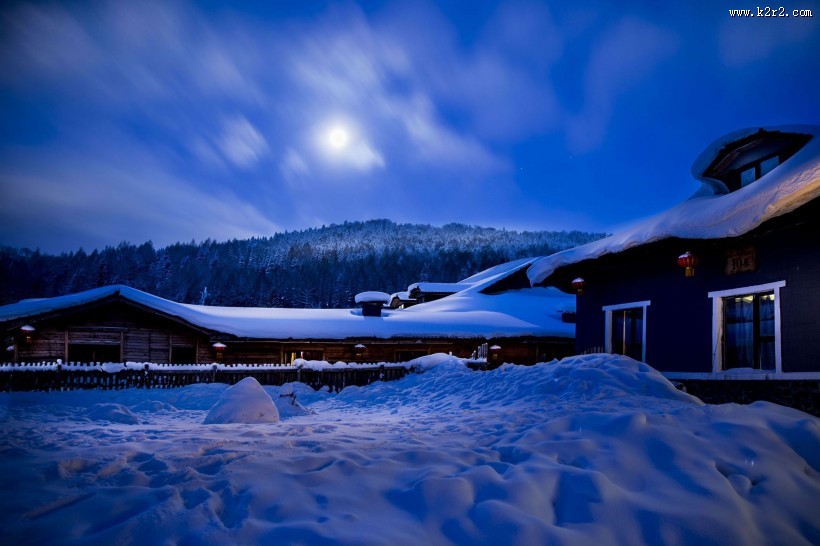 童话般的雪乡晨曦自然风景图片