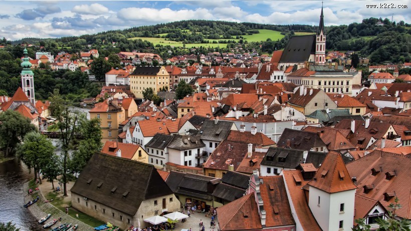 迷人的克鲁姆洛夫小镇风景图片