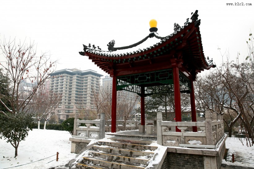 陕西西安雪景图片