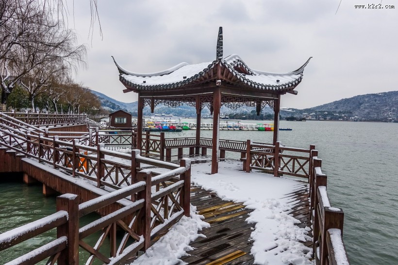 浙江海宁盐官古城雪景图片