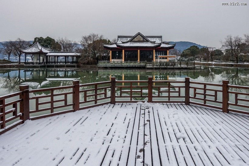 浙江海宁盐官古城雪景图片