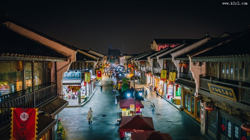 浙江杭州清河坊夜晚风景图片