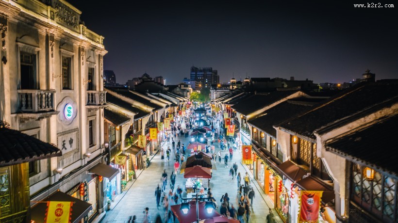 浙江杭州清河坊夜晚风景图片