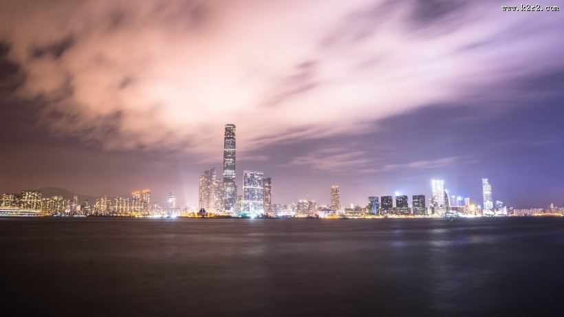 灯火通明的香港夜景图片