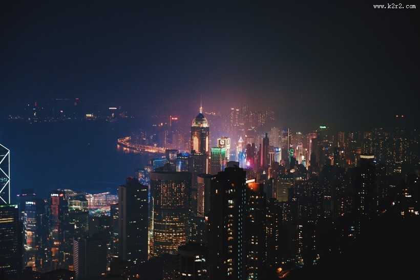 灯火通明的香港夜景图片