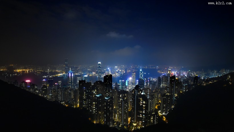 灯火通明的香港夜景图片