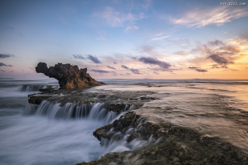 墨尔本龙头海滩日落风景图片