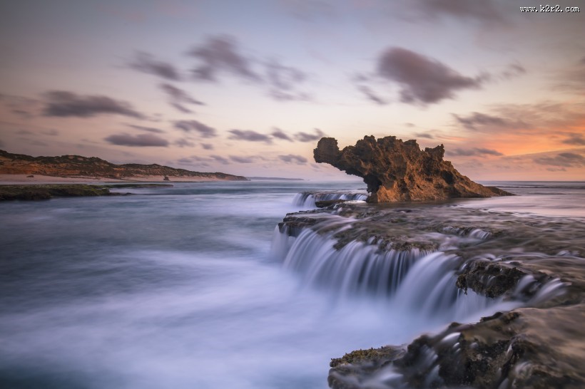 墨尔本龙头海滩日落风景图片
