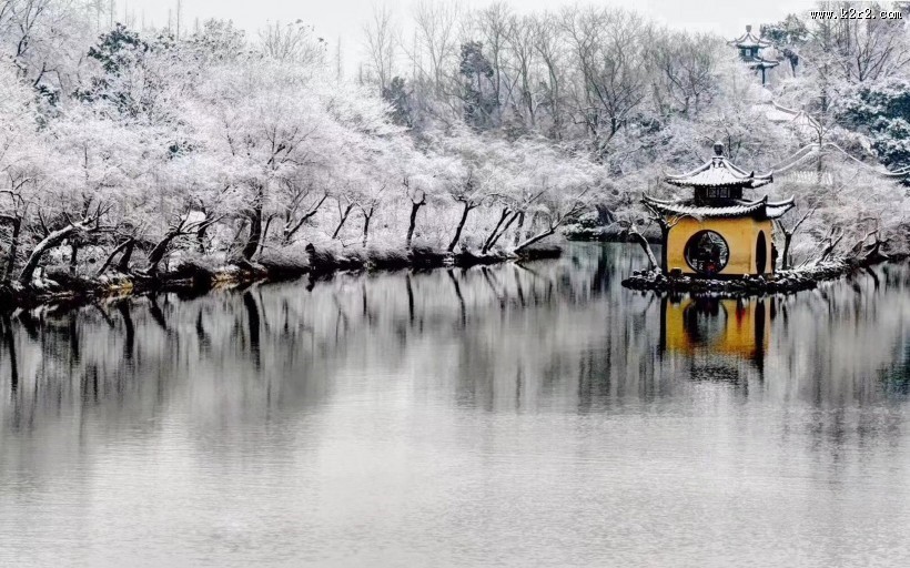 江苏扬州瘦西湖唯美冬日雪景图片大全