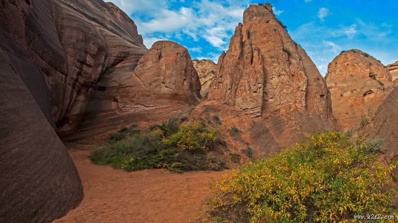 陕西靖边丹霞波浪谷风景图片