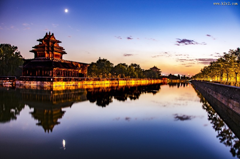 北京故宫角楼日落风景图片