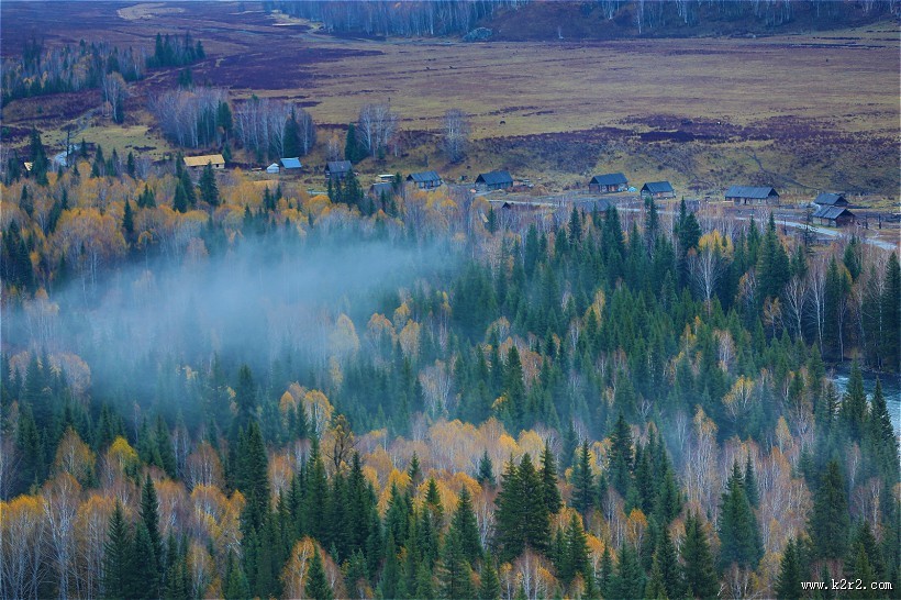 雨后禾木乡风景图片