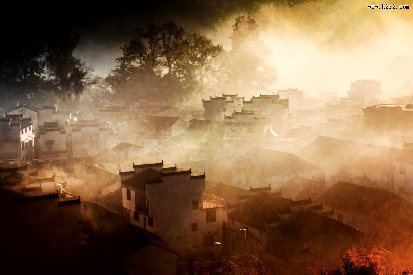 迷雾的石城风景图片大全