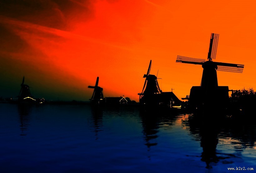 荷兰风车景色图片