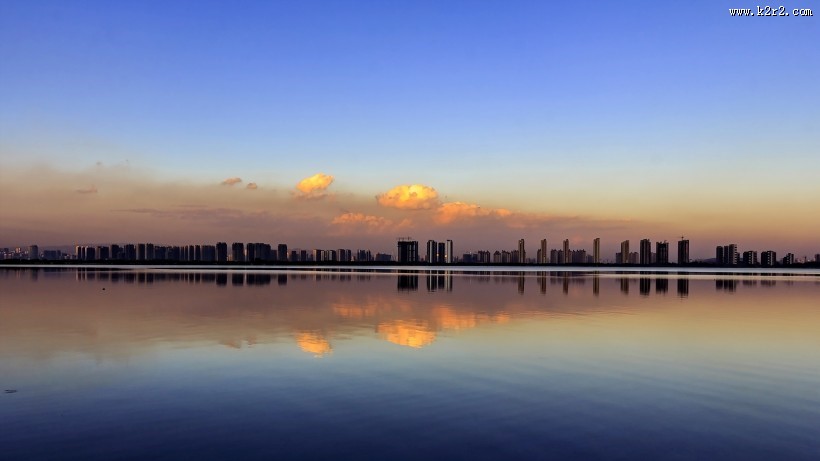 晨曦晋阳湖风景图片大全