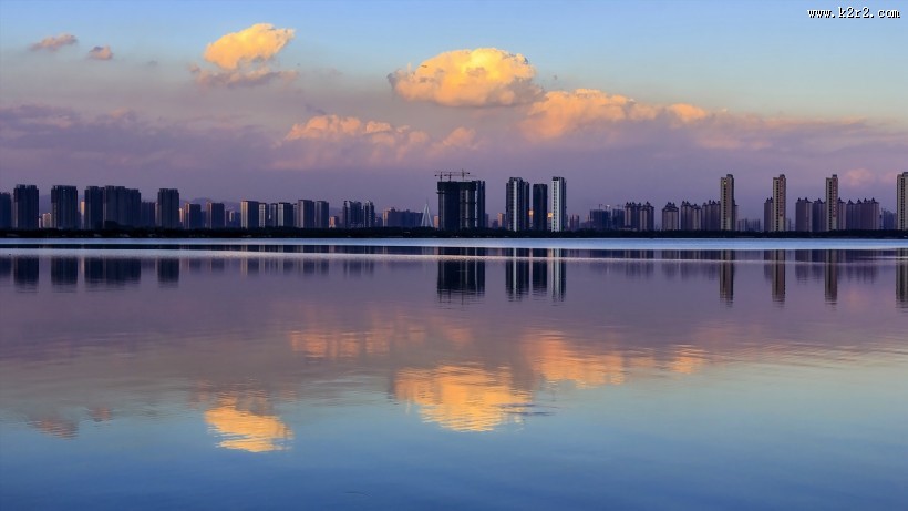 晨曦晋阳湖风景图片大全