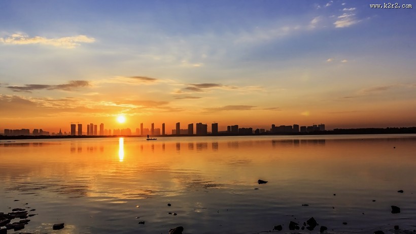 晨曦晋阳湖风景图片大全