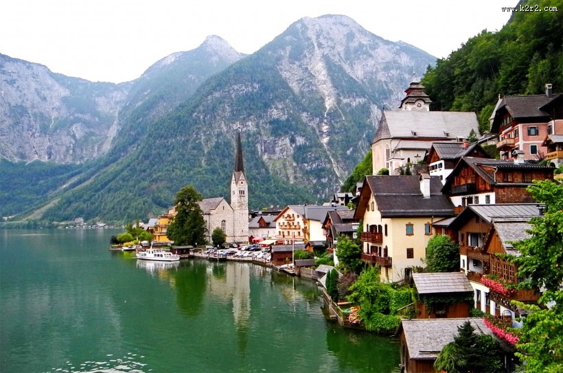 奥地利哈尔施塔特小镇风景图片