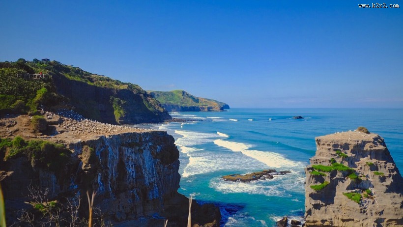 新西兰奥克兰鸟岛黑沙滩风景图片