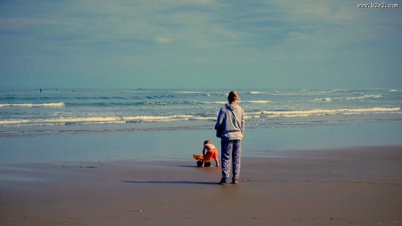 新西兰奥克兰鸟岛黑沙滩风景图片