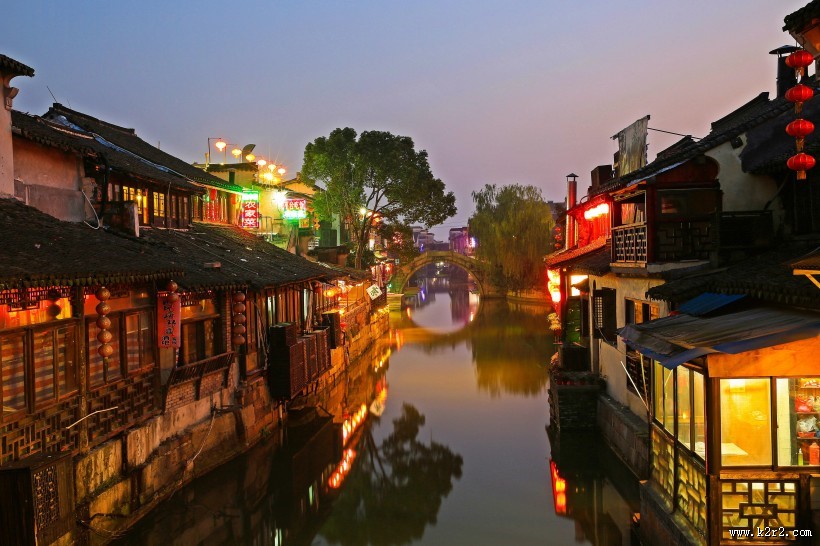 浙江西塘古镇夜色图片
