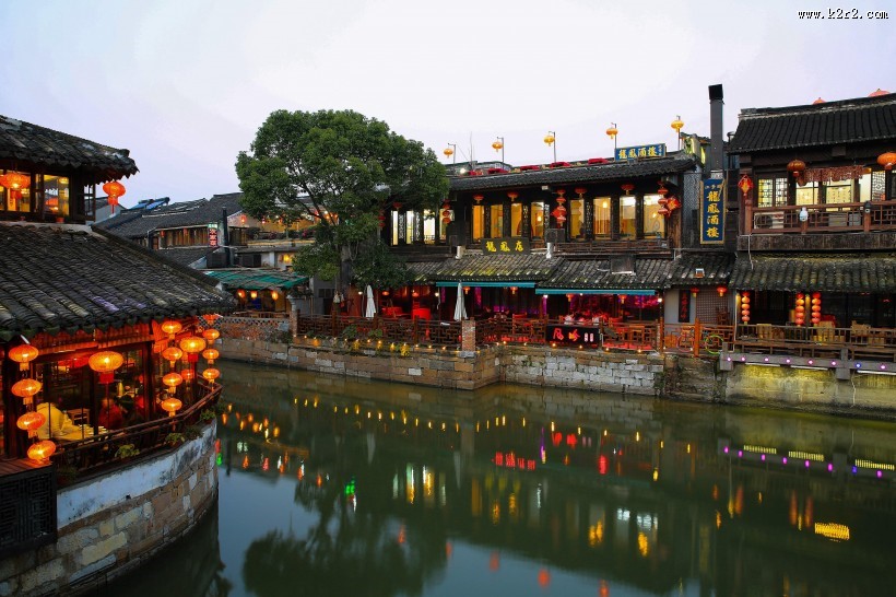 浙江西塘古镇夜色图片大全