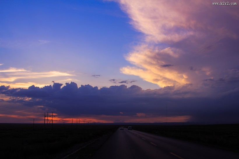 青海湖晚霞风景图片