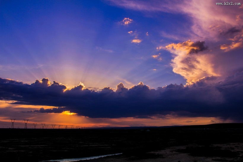 青海湖晚霞风景图片