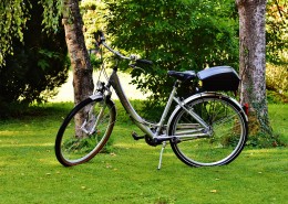 草地上的自行车图片