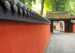 中国风红色围墙图片