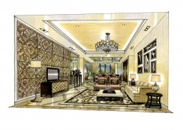 梁志天室内手绘图片