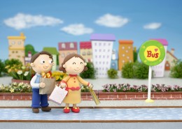 卡通人物家庭户外活动图片