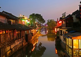 浙江西塘古镇夜色图片