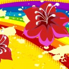 粉色花朵三联画图片