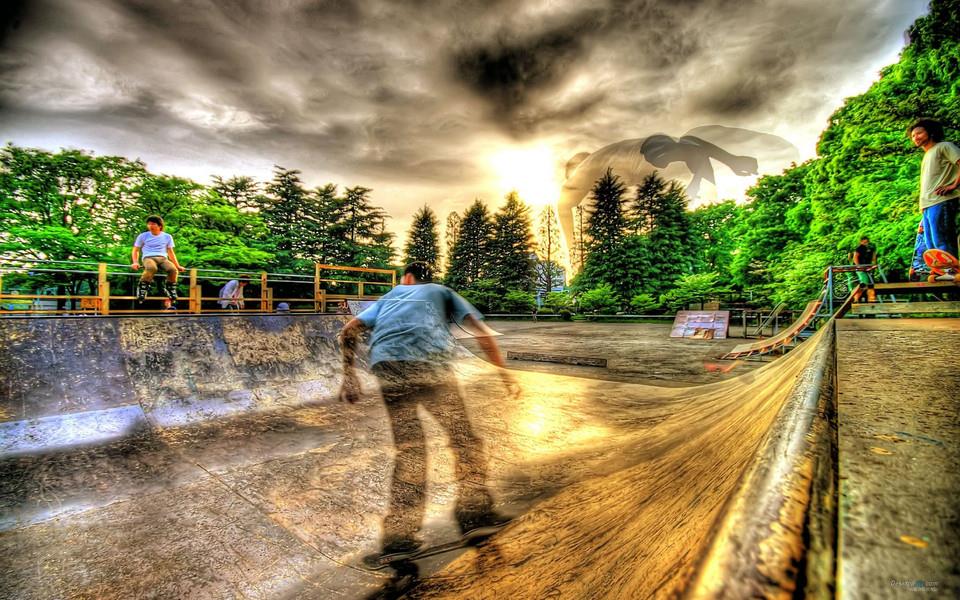 滑板运动特写电脑高清图片