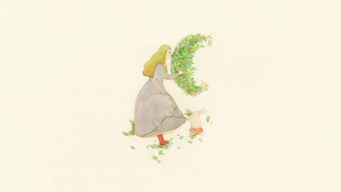 女孩水彩画图片