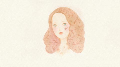 女孩水彩画图片