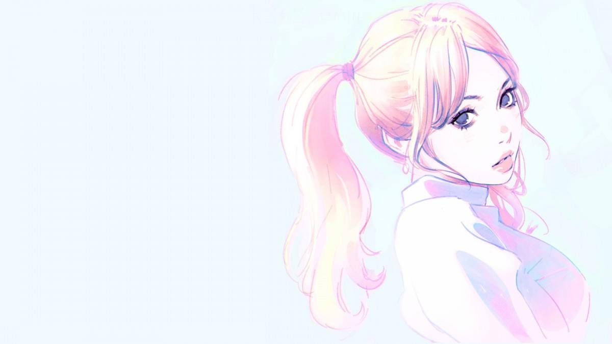 手绘美女人像图片