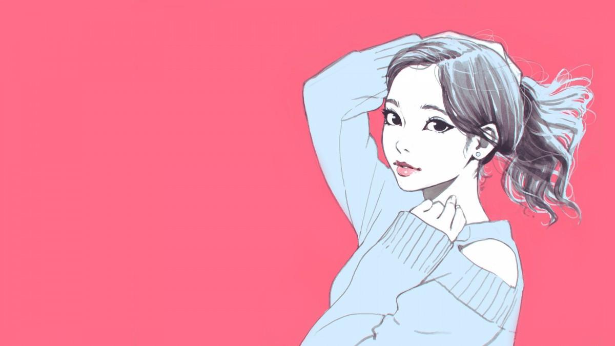 手绘美女人像图片