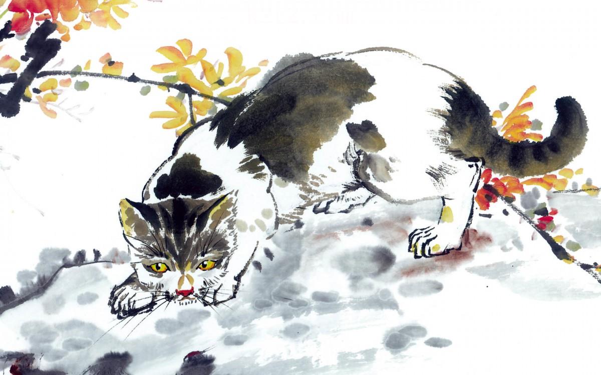 国画猫咪图片