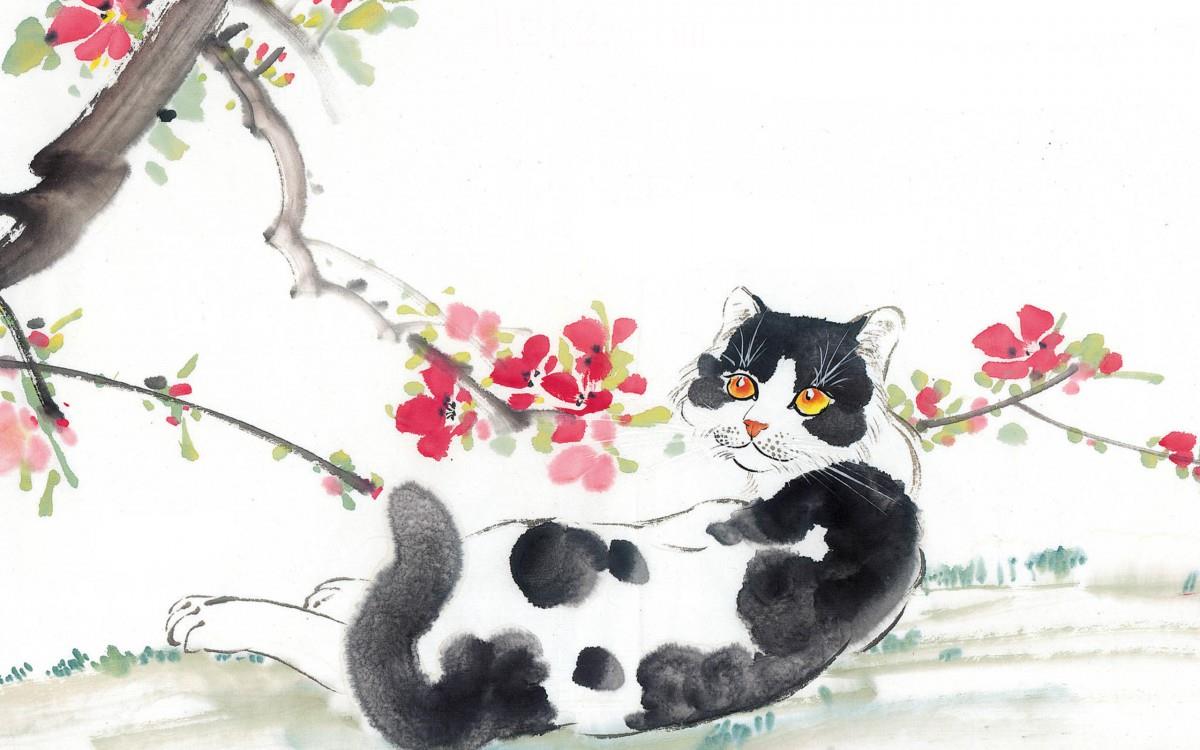 国画猫咪图片