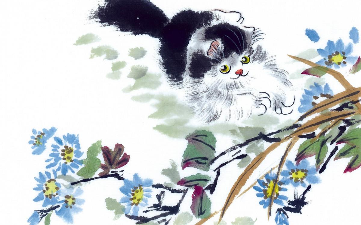 国画猫咪图片