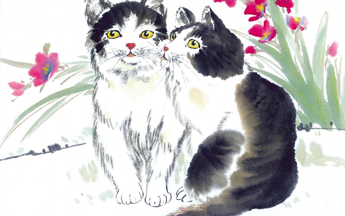 国画猫咪图片