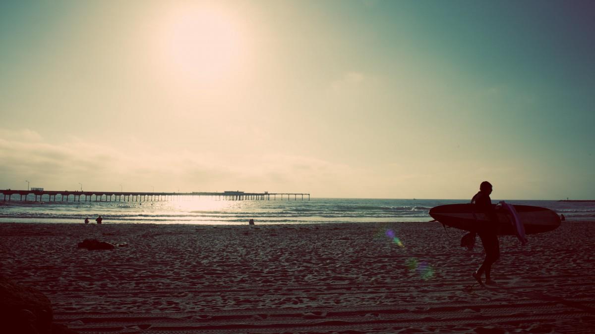 唯美的海边冲浪运动图片