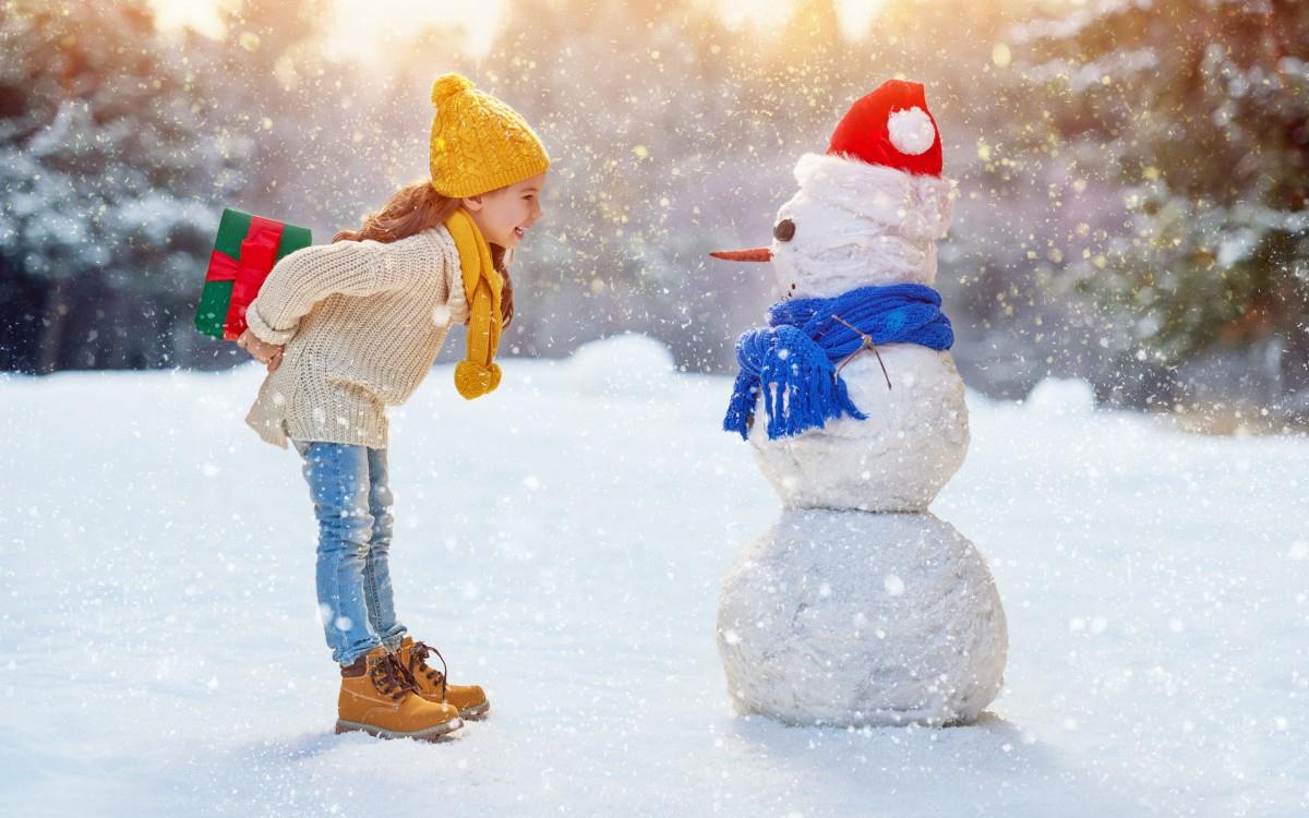 冬季雪地上嬉戏玩耍图片