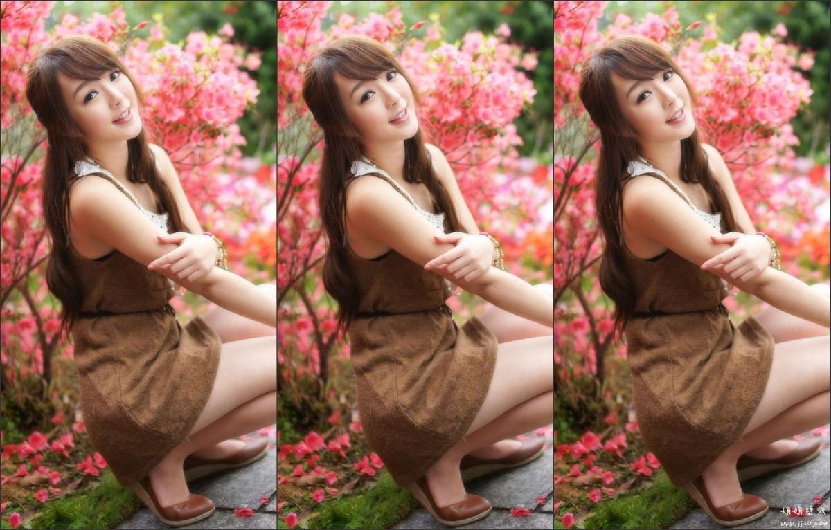 花海中的妩媚清纯女孩黄诗思图片