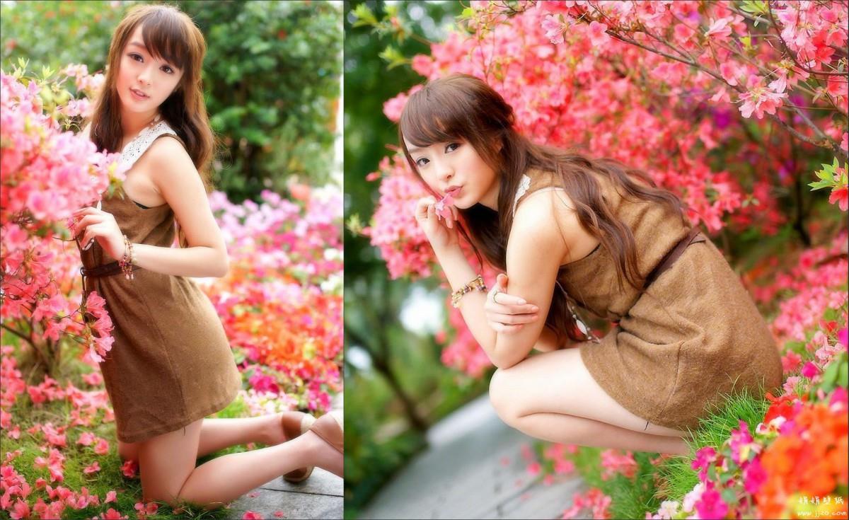 花海中的妩媚清纯女孩黄诗思图片