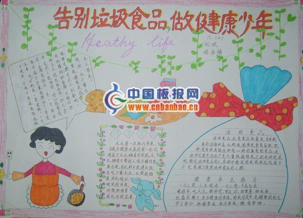 告别垃圾食品手抄报版面设计图 16张食品安全手抄报