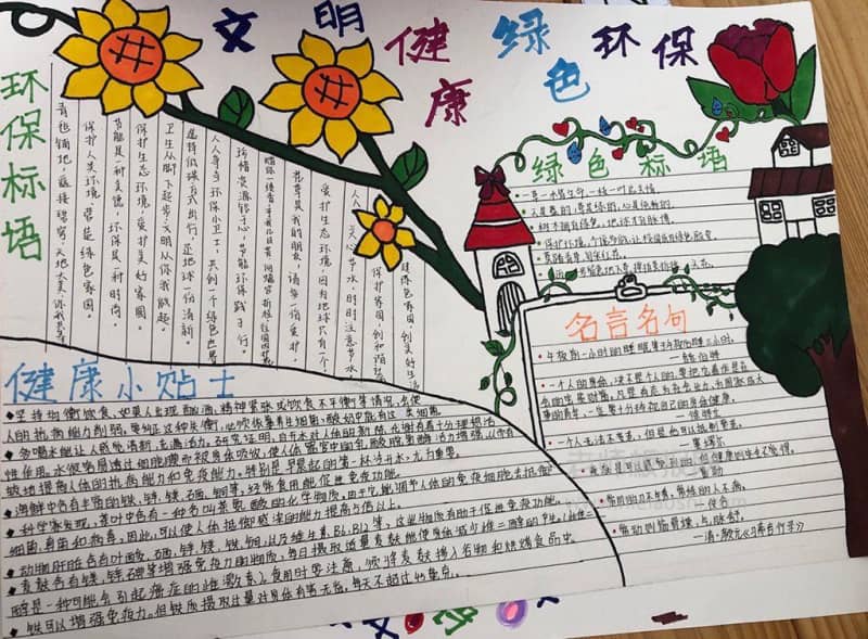 文明健康绿色环保手抄报绘画图片 13张健康手抄报