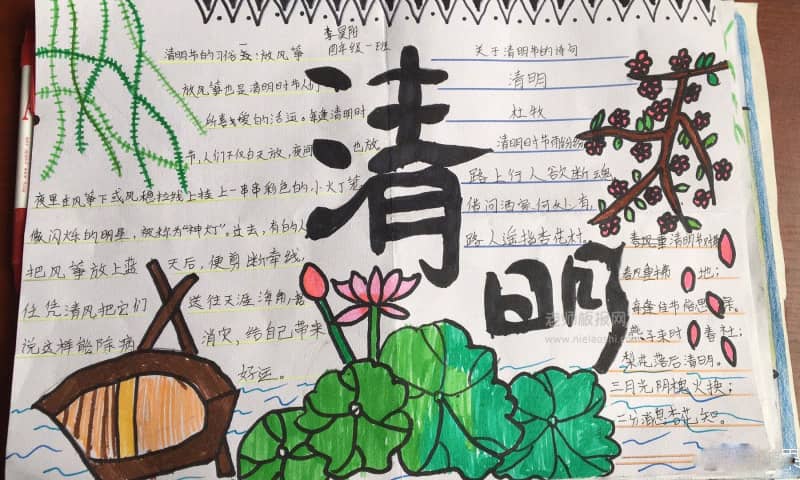 清明踏青手抄报图片 9张清明节手抄报